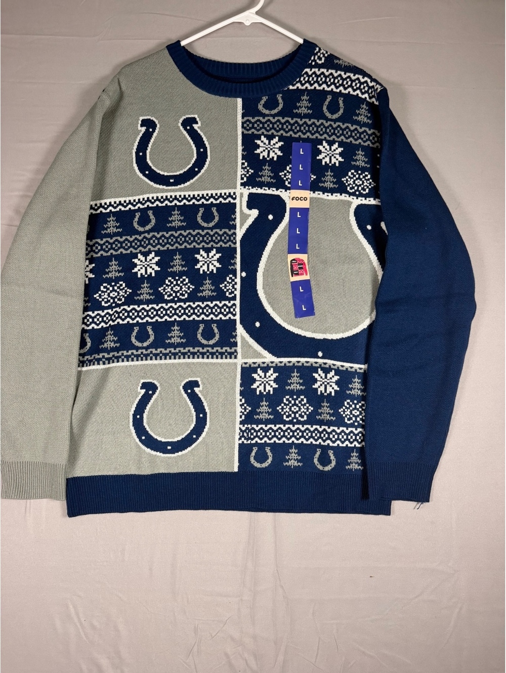 FOCO Indianapolis Colts Busy Block Ugly Christmas Sweater Size Large